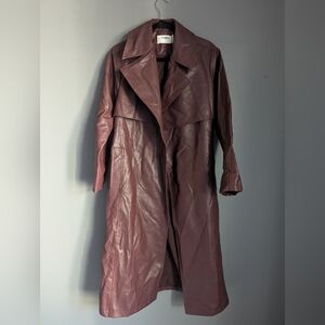 NWT. 4th + Reckless red Faux leather trenchcoat women's size small 19x31 x46